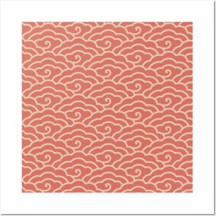 Traditional Chinese Cloud Pattern- Hong Kong Retro Dusty Orange Posters and Art